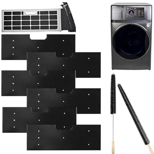 Mühelose Reinigung WH01X35719 Handwaschbarer Fusselfilter mit zwei essentiellen Bürsten für optimalen Einsatz in Waschmaschinen (6 x Filter + 2 x Bürste) von HomeVortex