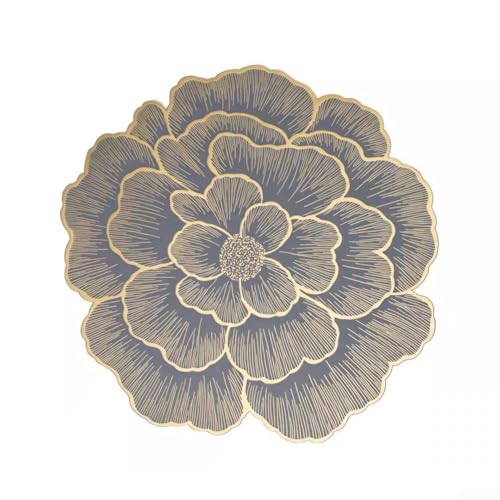 Nordic Tischset mit Pfingstrosenmotiv, 6 Stück, hochwertiges PVC-Material zum Schutz von Oberflächen in Haus oder Restaurant (Aschblond) von HomeVortex