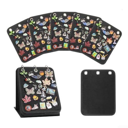 Organizer Display Rack mit 5 Filz für Pins und Broschen mit kompakter Aufbewahrungstasche und Konstruktion, geeignet für Sammler und Enthusiasten (schwarz) von HomeVortex