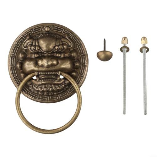 Robuster Messing-Türklopfer mit antikem Finish für Villentor und Innenhof-Dekor von HomeVortex
