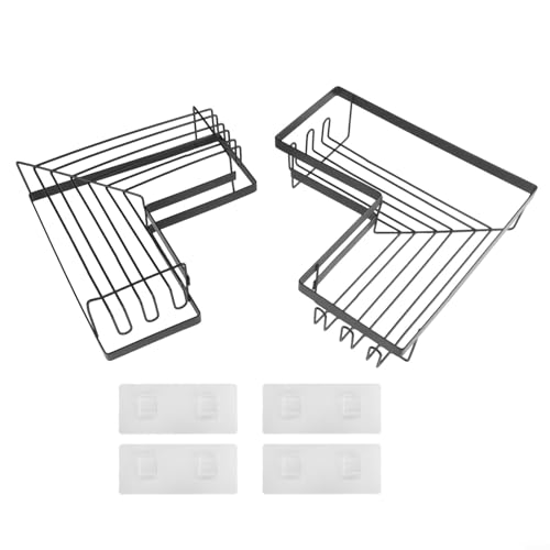 Rostbeständiges Duschregal, 2 Stück, Wandmontage, Eck-Organizer mit Haken für Badezimmerutensilien und Zubehör von HomeVortex