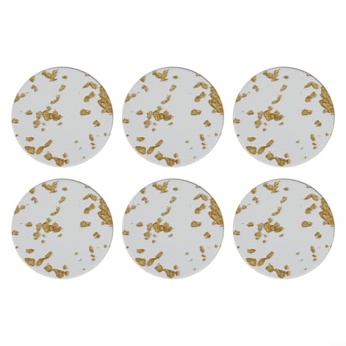 Rutschfestes Acryl-Untersetzer-Set mit Goldfolie, 6 waschbare Matten für stilvollen Getränkeschutz von HomeVortex