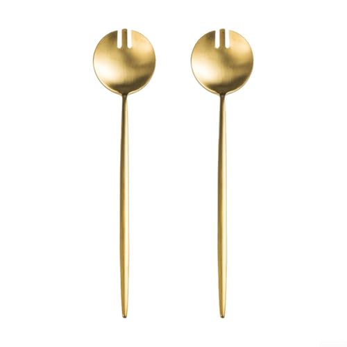 Salatgabeln aus 304 Edelstahl, 2 Stück, mit verlängerten Griffen für einfache Handhabung beim Servieren (Gold) von HomeVortex