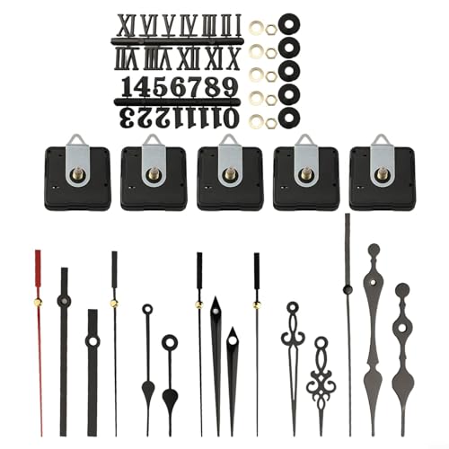 Schlankes DIY-Wanduhr-Mechanismus-Paket, fünf leise Bewegungen, Zeigerauswahl, plus zwei digitale Kartenstile (schwarz) von HomeVortex