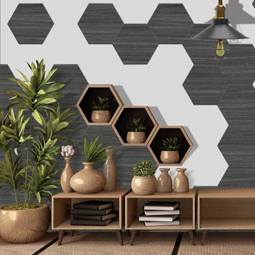 Schlankes Design, sechseckig, Schaumstoff-Wandaufkleber, Set mit 10 Stück, für moderne Ästhetik (A) von HomeVortex