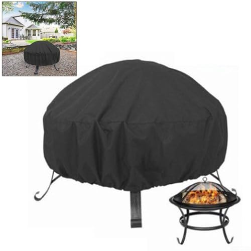 Strapazierfähige wasserdichte Feuerschalenabdeckung für runde Feuerstellen und Grills, Outdoor-Gartenschutz aus 210D Polyester für lange Lebensdauer (85 x 40 cm) von HomeVortex