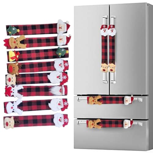 Vliesstoff Weihnachten Kühlschrank Griffabdeckungen Küchengerät Türgriffschutz mit dekorativem 3D-Schneemann-Design für Küche Weihnachtsdekoration (B) von HomeVortex