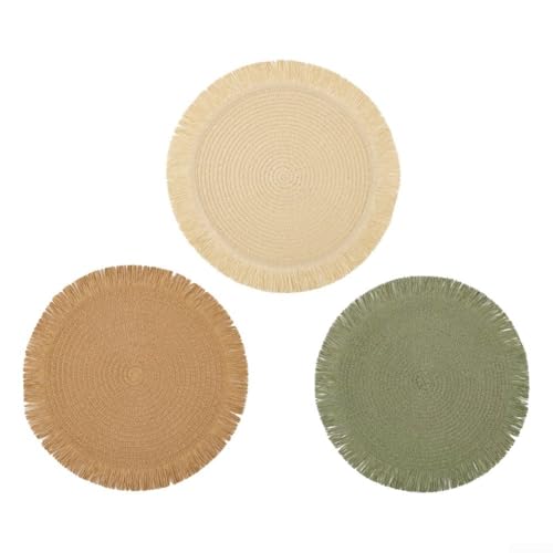 Wärmeisolierende Tischsets mit Quasten aus nachhaltigen Materialien für moderne Wohnungen (braun) von HomeVortex