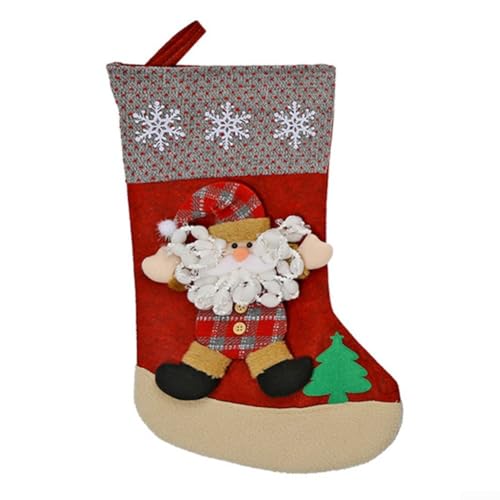 Weihnachtsstrumpf zum Aufhängen am Kamin mit großem Fassungsvermögen, mit festlichem Weihnachtsmann-Design, geeignet zum Befüllen mit Urlaubsüberraschungen, Stoff (E-W106) von HomeVortex