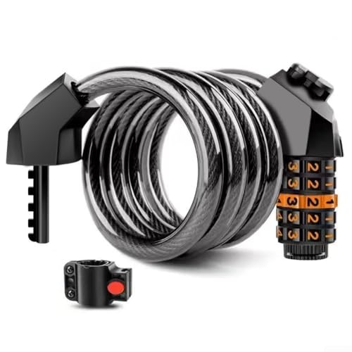 and Secure Fahrradschloss mit 5-stelligem Zahlenschloss für Diebstahlsicherung (1,2 m schwarz orange) von HomeVortex