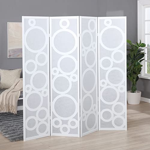 Circuse Faltbarer Raumteiler mit Kreis-Design, 177,8 x 177,8 cm, 4 Paneele, Weiß von HomeZero