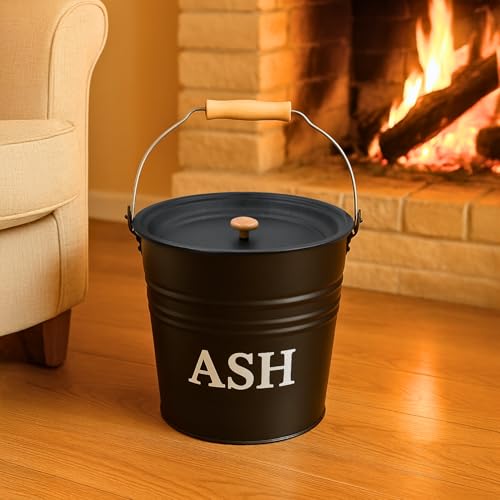 Homezone Esche Eimer Kohle Eimer Brennholz Eimer Kohle Kohleneimer Kohle Eimer Kohle Schaufeln Kamin Companion Sets Log Halter Kamin Zubehör Log Halter - Ash Bucket with Lid von HomeZone
