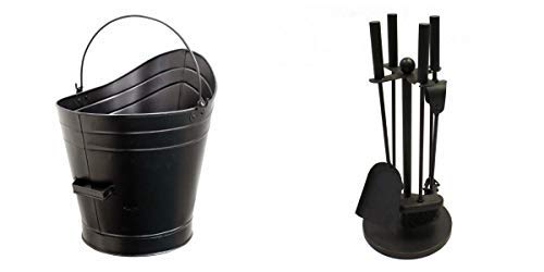 Homezone Esche Eimer Kohle Eimer Brennholz Eimer Kohle Kohleneimer Kohle Eimer Kohle Schaufeln Kamin Companion Sets Log Halter Kamin Zubehör Log Halter - Coal Scuttle & Fireside Companion Set von HomeZone