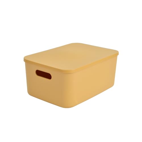 Homéa, Box mit Kunststoffdeckel, 10,5 l, 34,9 x 24,8 x 15,5 cm, Ocker von Homéa
