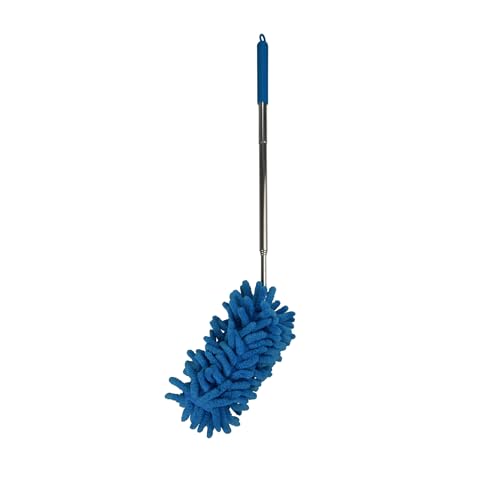 Homéa, Chenille-Staubwedel, Mikrofaser, Teleskopgriff, 28-75 cm, Pfauenblau von Homéa