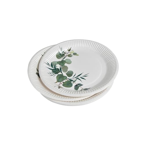 Homéa, Set mit 10 Papptellern, Durchmesser 18 cm, Eukalyptus von Homéa