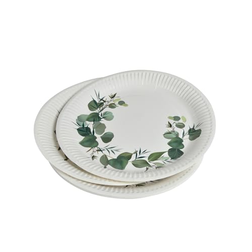 Homéa, Set mit 10 Papptellern, Durchmesser 23 cm, Eukalyptus von Homéa