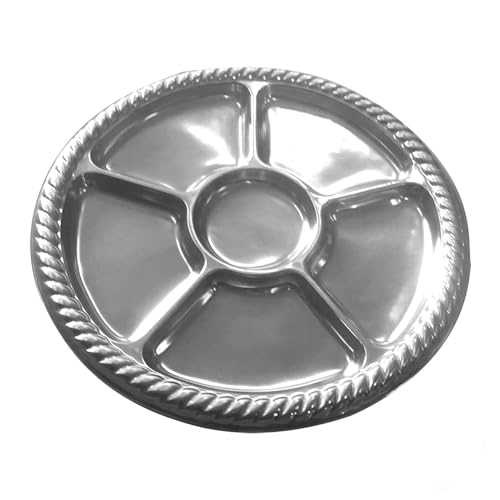 Homéa Reception Set mit 2 Tellern mit 6 Fächern, Rand geflochten, aus Pet, Durchmesser 30 cm, silberfarben von Homéa
