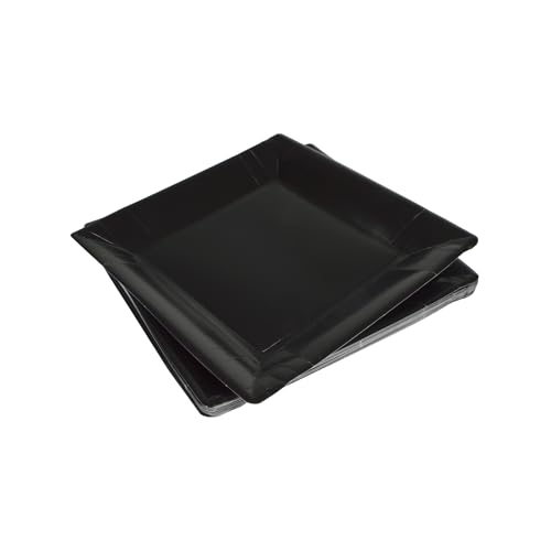 Homéa, Set mit 20 quadratischen Papptellern, 23 cm, Schwarz von Homéa