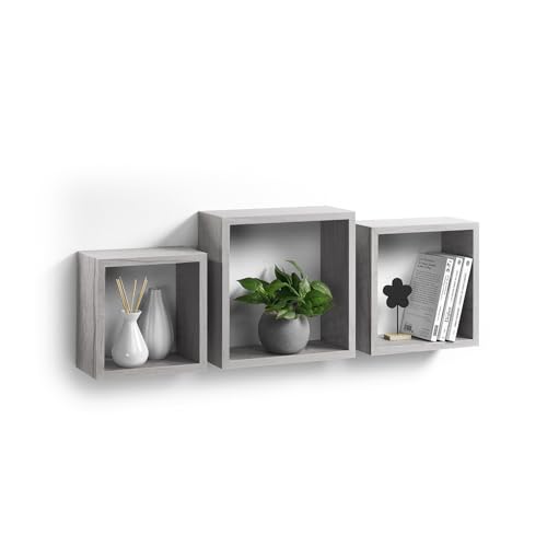 Homéa, Set mit 3 Würfeln, MDF, 23/26,5/30 cm, gebleichte Eiche von Homéa