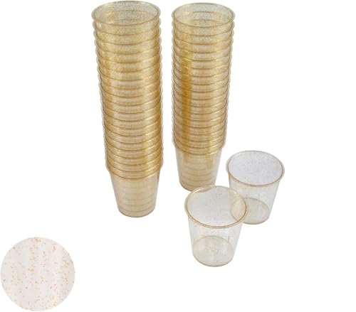 Homéa, Set mit 40 Mini-Gläsern, 30 ml, Pailletten, goldfarben Homéa, Set mit 40 Mini-Gläsern, 30 ml, Pailletten, goldfarben von Homéa