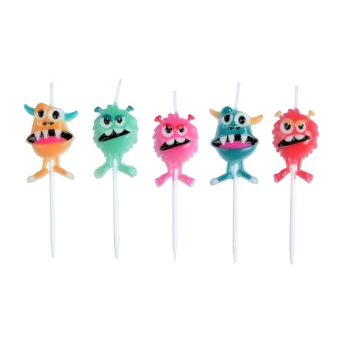 Homéa, Set mit 5 Kerzen Monster 3D + Kunststoffspieß Monster Homéa, Set mit 5 Kerzen Monster 3D + Kunststoffspieß Monster von Homéa