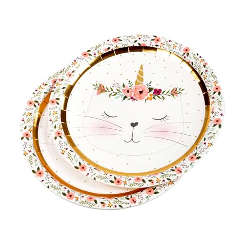 Homéa, Set mit 6 Papptellern, Durchmesser 23 cm, Boho Katze von Homéa