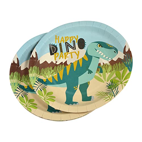 Homéa, Set mit 6 Papptellern, Durchmesser 23 cm, Happy Dino von Homéa