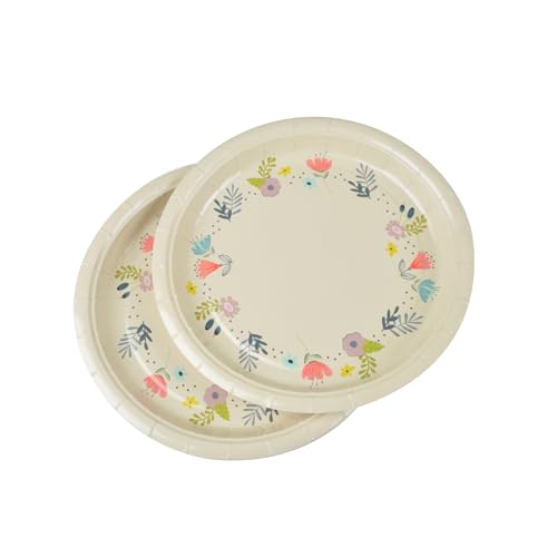 Homéa, Set mit 6 Papptellern, Durchmesser 23 cm, schöne Blumen von Homéa