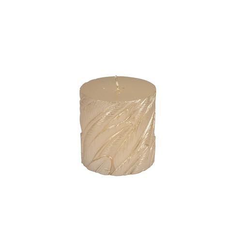 Homéa, Stumpenkerze, geprägt, Ø 7 x H 7,5 cm, Mystic Dschungel, Gold, glänzende Oberfläche von Homéa