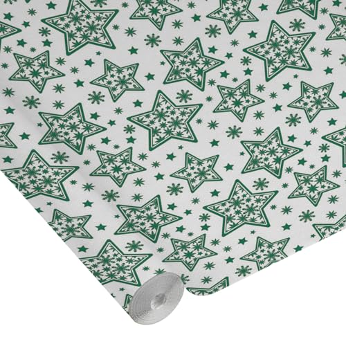 Homéa, Tischdecke Gaufree aus Papier, dekoriert, grüne Sterne, 1,18 x 5 m von Homéa