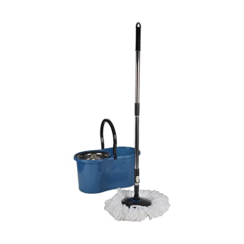 MOP Automatisches Auswringset Metalleimer Kunststoff 12,5 L anthrazit/Pfauenblau von Homéa