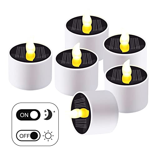 Homealexa 6er Solar Teelichter Solarkerze Teelicht Licht Wasserdicht Kerzenlampe Nachtlicht Flammenlossen Realistischen Flammen Balkon Garten Party Dekoration LED Licht für Camping,Laterne,Garten von Homealexa