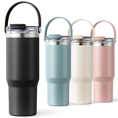 Homealexa 900ml Thermobecher Kaffeebecher to Go Trinkbecher mit Deckel und Strohhalm Wasserflasche Edelstahl Vakuum Isolierbecher Reisebecher Ideal für Heiß- und Kaltgetränke Kaffee Tee Autobecher von Homealexa
