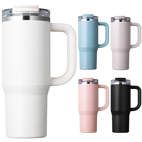 Homealexa 900ml Thermobecher Kaffeebecher to Go Trinkbecher mit Deckel und Strohhalm Wasserflasche Edelstahl Vakuum Thermobecher Kaffeebecher von Homealexa
