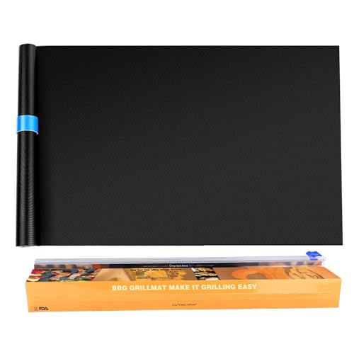 Homealexa BBQ Grillmatte für Gasgrill 40x500cm Übergroße Zuschneidbar Jede Größe Grillplatte Wiederverwendbar Backpapier Antihaft Teflon Backfolie PFOA-frei für Gasgrill Holzkohle Backofen Weber Grill von Homealexa