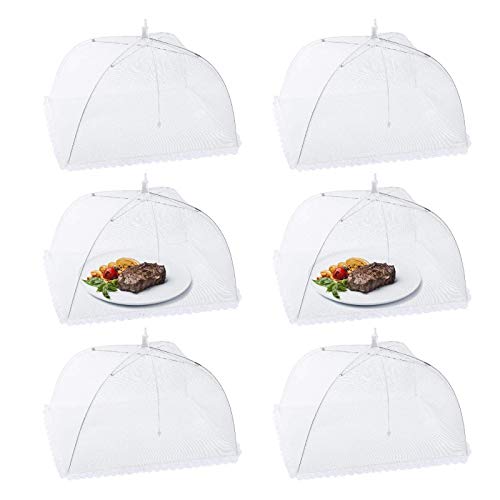 Homealexa Fliegenhaube 6 Set Abdeckhaube für Essen Faltbare Kuchenabdeckung Fliegenschirm Lebensmittel Abdeckung Perfekter Fliegen-Schutz für Essen Obst Picknick BBQ Weiß von Homealexa