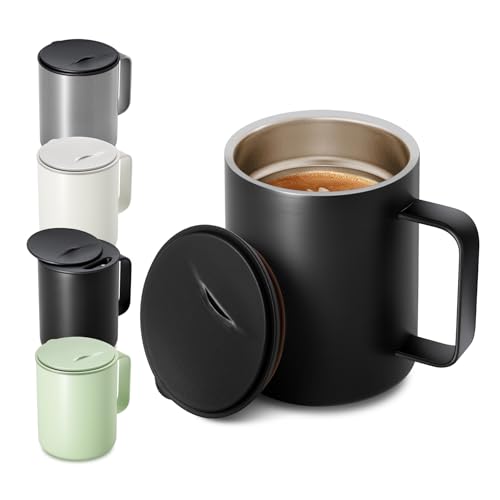 Homealexa Kaffeebecher 400 ml Thermobecher Campingbecher Camp Mug Thermos Kaffeebecher to go Thermo BPA-Frei Kaffeetasse 316 Edelstahl Teetasse mit Henkel und Schiebedeckel von Homealexa