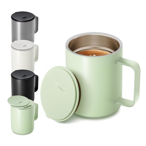 Homealexa Kaffeebecher 400 ml Thermobecher Campingbecher Camp Mug Thermos Kaffeebecher to go Thermo BPA-Frei Kaffeetasse 316 Edelstahl Teetasse mit Henkel und Schiebedeckel von Homealexa
