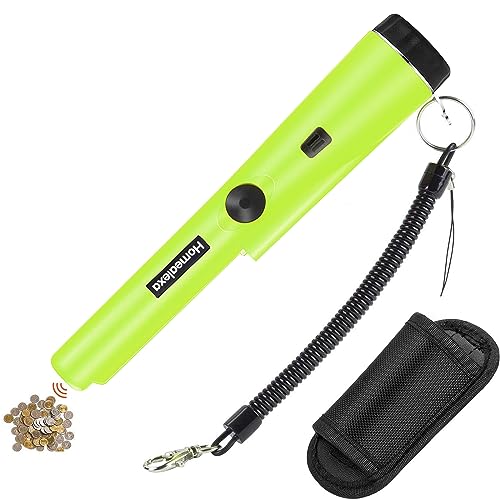 Tragbar Metallsuchgerät, Homealexa Metall PinPointer IP66 Wasserdichter mit eingebautem LED Indicator/Alarm Licht/ 360° Scan/Holster für Goldmünze Hunt, Relikte, Schmuck Grün von Homealexa