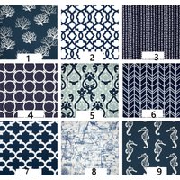 Blauer Tischläufer Navy Blau Urlaub Hochzeit Party Designer Stoff Navy Blau Hellblau Weiß Topper von HomeandHome