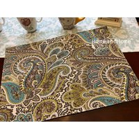 Ein Platzset 13 X 18 Gefüttert Paisley Braun Grün Platzsets Dekorative Tischdecke Top von HomeandHome