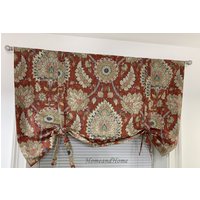 Floral Rot Rosa Ikat Tie Up Vorhang Waverly Valance Küchen Valance Tapferance Bauernhaus Gardine Gelb Beige Rosa Rot von HomeandHome