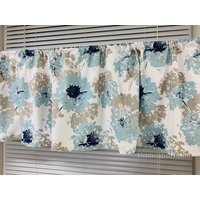 Florale Cafe Vorhänge. Spa Blue Taupe Ecru Valance. Volant. Badvorhang Fensterschmuck. Eine Tapferkeit. 1 Paar Vorhänge von HomeandHome