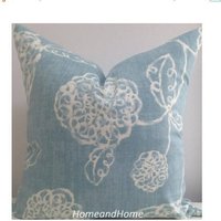 Reißverschluss Adele Ocean Elfenbein Hellblau Kissenbezug Deko Überwurf Kissen 16x16 von HomeandHome