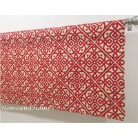 Valance 150 X 40 cm Waverly Lace It Up Slub Scarub Scarlet Red & Tan Designer Gardinen Topper Fenster Valance Kitchen von HomeandHome