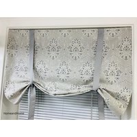 Vorhang Zum Binden. Grauer Tie Up Valance Grau Küchen Slub Canvas Leinen Look Shade Bauernhaus Dekor Küchenvorhang von HomeandHome