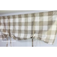 Vorhang Zum Binden. Großer Plaid Valance Schwarz Weiß French Grey Buffalo Tie Up Krawatte Shade Ecru Up von HomeandHome