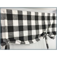 Vorhang Zum Binden. Großer Plaid Valance Schwarz Weiß French Grey Buffalo Tie Up Krawatte Shade Ecru Up von HomeandHome