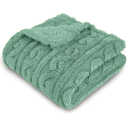 Einlagiges Jacquarddecke Flanell, Wohndecke Warm Winter Weich,Super Weiche Fleecedecke als Sofaüberwurf-oder Bettüberwurf, Tagesdecke（150 x 200 cm,Aquagrün von Homebliss